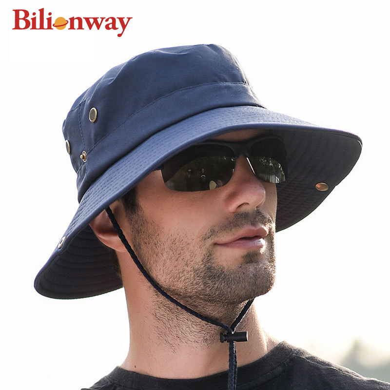 Outdoor men climbing sun hat large brim breathable