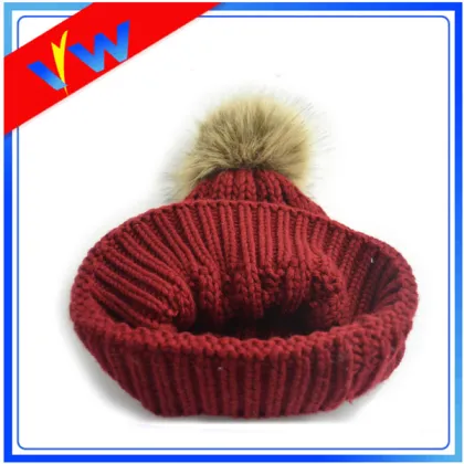 Custom Blank Twist Texture Knitted Pompom Hat