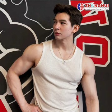 Quick Dry White Viscose Spandex Men Tank Top