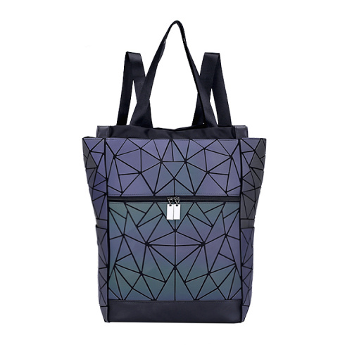 PU Backpack Custom geometric luminous storage shoe backpack organizer folding ladies travel bags Supplier