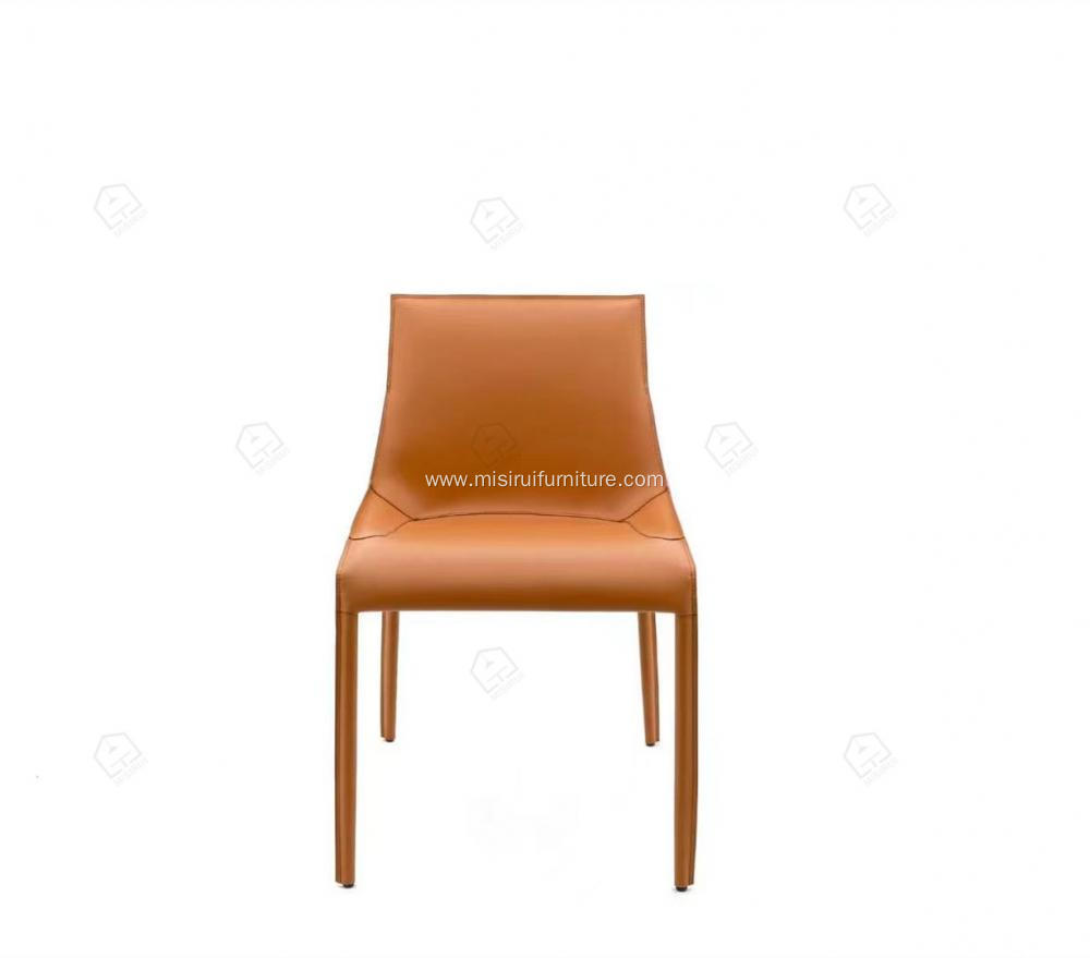 Italian minimalist orange saddle leather Seattle chairs