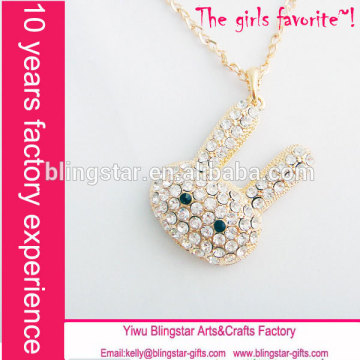 hot selling fashion necklace cheap diamond rabit necklace