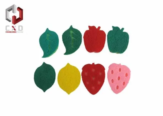 Kitchen Sponge Washing Material ，die-cut Apple Shaped Scouring Pad