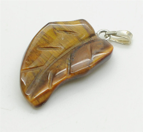 Pendentif oeil de forme de feuille jaune tigre