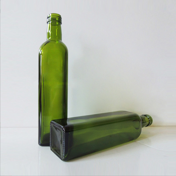 Green Square Glass Olive Oil Bottle 500ml Png