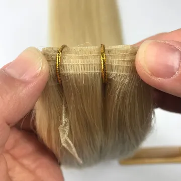 Double drawn white women human hair flat weft, light color 100g flat weft hair extensions, flat weft remy hair extensions