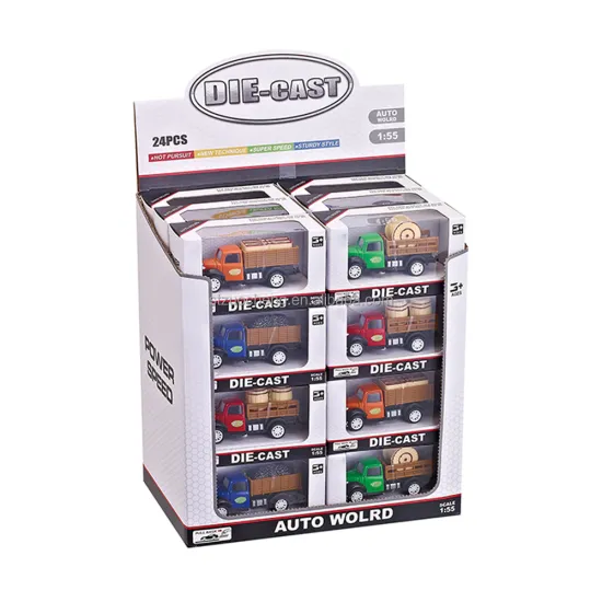 Wholesale Collection of 1:55 Scale Metal Toy Pickup Trucks and Tractors in 4 Styles: Farm Car Toys with Pull-Back Function