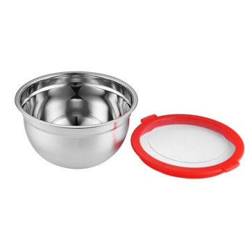 Plastic Transparent Lid Salad Metal Bowl