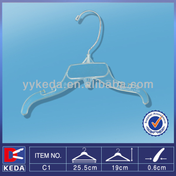 plastic hanger clear color and with metal hook hang clothes