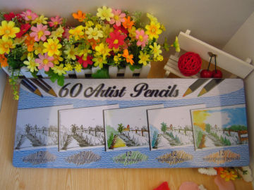 60 pcs colored pencil set/60 colors pencil in metal box/Drawing pencil /kids gifts
