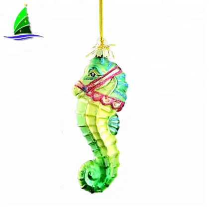 Handicraft Figurine Colorful tropic Seahorse Blown Glass Ocean Artware Animal Ornament Aquarium Decorations (Color May Vary)