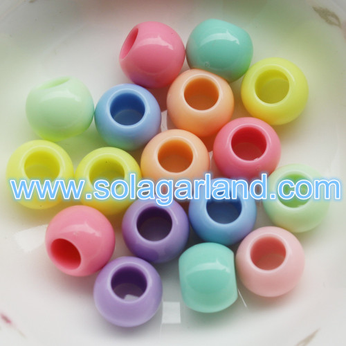 5-10MM Big Hole Large Acrylic Plastic Round Charm Ball Beads