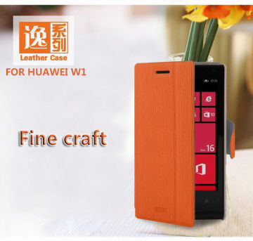 Customized Leather Protective Case Orange Color For Huawei W1
