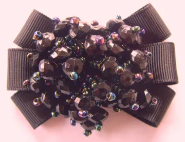 Vintage Black Fabric Flower Shoe Clips