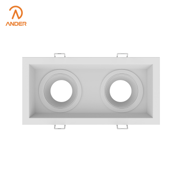Dual Light Aluminum Downlight Frame with White Finish