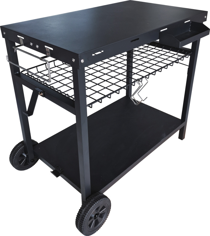 Portable Pizza Oven Table Grill Dining Cart for Outside Patio Multifunctional Outdoor Movable Grill Cart Table