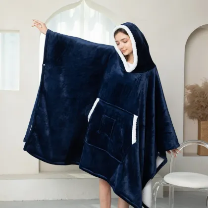 Oversized TV Blanket Hoodie - Fleece Blanket with Sleeves for Men and Women