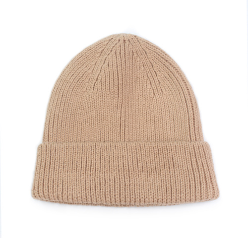Classic Striped Plain Acrylic Knitted Beanie Hat
