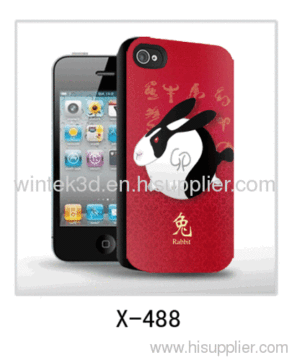 Rabbit Picure Mobile Phone 3d Cover Rabbit Picture,for Iphone4 Use,pc Case Rubber Coated. 