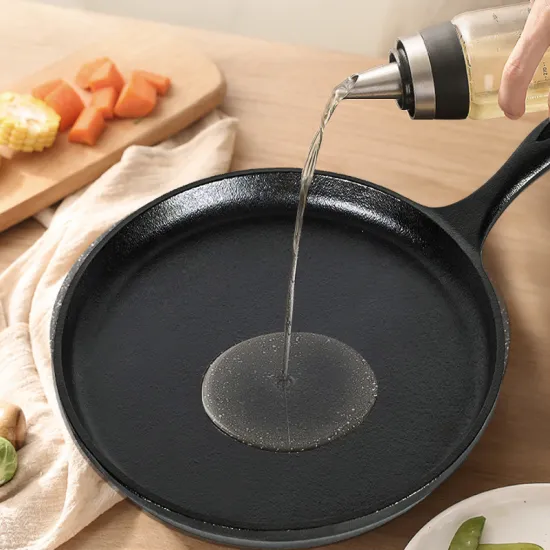 26 cm Large Shallow Cast Iron Grill Pan for Eggs - Outdoor & Kitchen Use