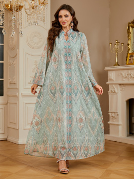 Floral Embroidered Kaftan Abaya Dress