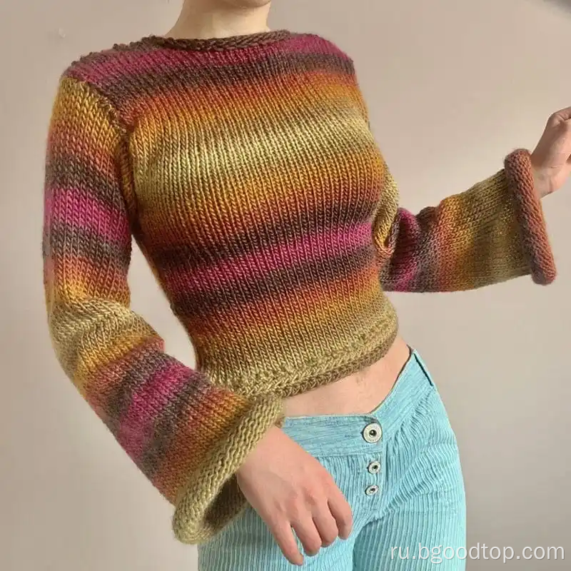 Винтажный короткий вязаный пуловер