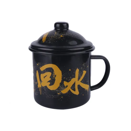 8cm Sky Blue Painted Rim Enamel Mug with Tiny White Spot