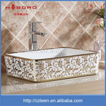 Promotion bathroom sanitary ware ceramic gold colored bathroom sink
