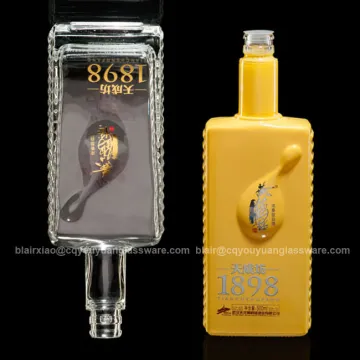 Empty Clear Glass Spray Bottles 16 OZ 500ML Clear Square Glass Liquor Bottles