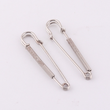 Silver Metal Knit Safety Pin with Spiral for Brooch Charms