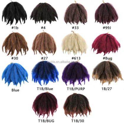 AliLeader Marley Hair Afro Kinky Curly Crochet Hair 8 Inch Marley Twist Ombre Synthetic Marley Braids Hair Extensions For Women