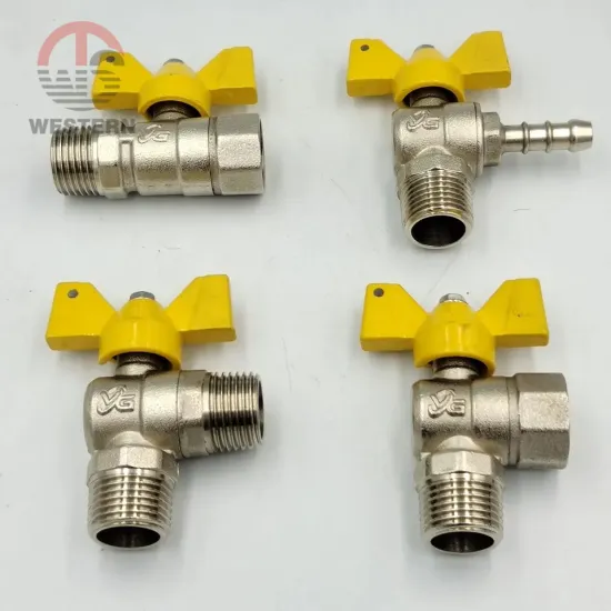 customized  zinc alloy male female 90 degree angle elbow ball valve natural gas brass nozzle cock valve