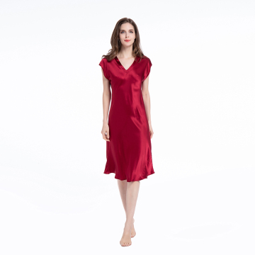 Silk V Neck Short Sleeved Nightdress Luxury Nightdress