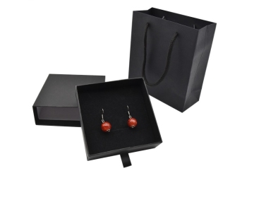 Drawer Style Black Paper Jewelry Packaging Earring Box