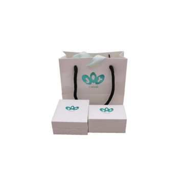 Custom Logo White Pink Paper Gift Bags with Ribbon Handles
