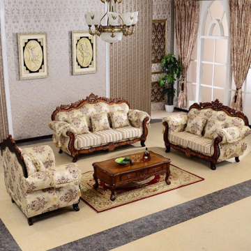 European classic luxury wooden carved sofa set wooden carving living room chesterfield cheap fabric sofa set 123