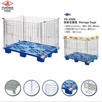 Wire mesh container pallet warehouse cage