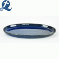Disco elíptico azul puro de la categoría alimenticia de la vajilla del diseño