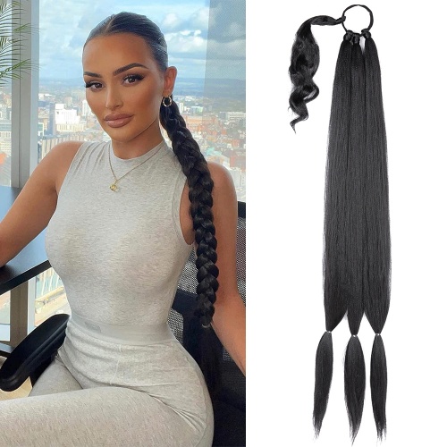 Alileader New Arrival Straight Wig Ponytail Fashion Expression Braiding Hair Pre Stretched Ponytail Synthetic Hair for Women