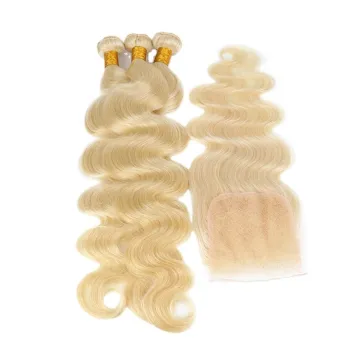 Hot selling body 100% virgin blonde 613 russian human hair bundles ,Raw 613 Virgin Blonde Human Hair Vendors