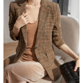 Damen Revers Plaid Jacke Mantel