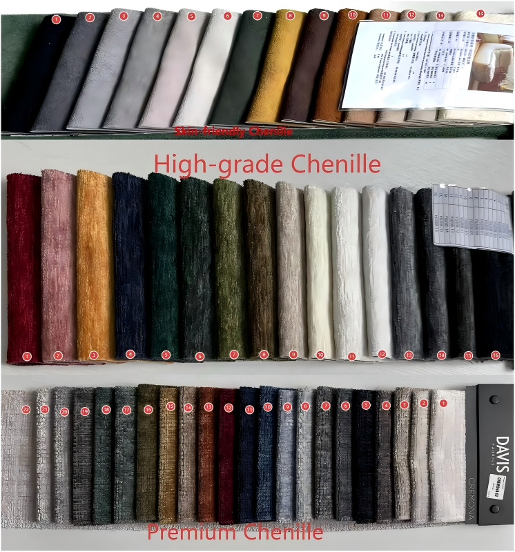 Chenille Fabric for SereneHaven Compression Sofa SereneHaven CREMONA Chenille Fabric: 465g/m² High-Density Stain Resistant Upholstery for Family Living Room Compression Sofa
