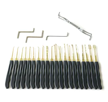 24pcs Locksmith Supplies Practice Lock Pick Set With Clear Padlock