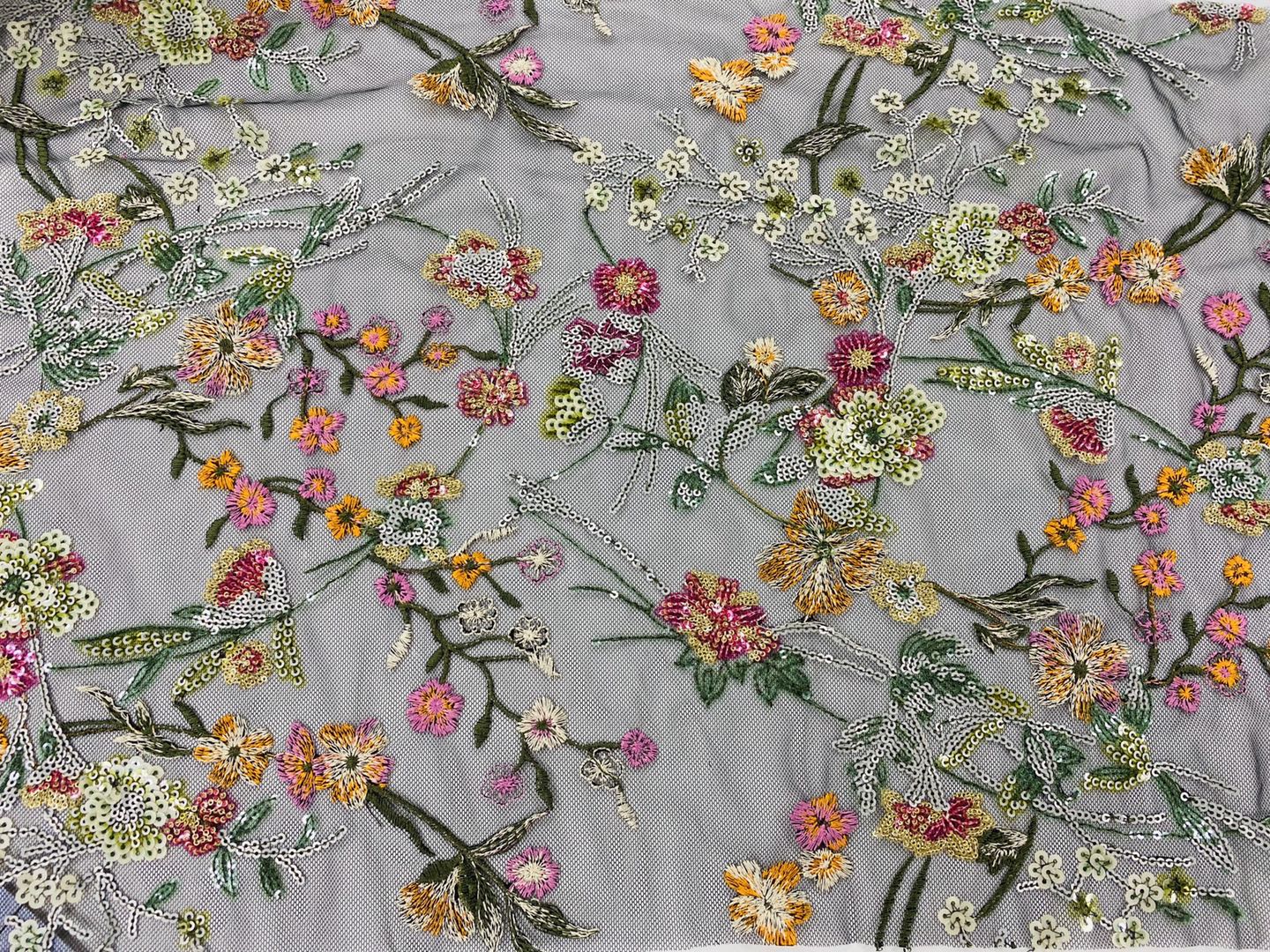 Vogue Bright Spangles Multicolor Embroidery Fabric