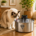 Modern Pet Fountain Water Dispenser Automatic Filtered Circulation Quiet Pump Stainless Steel Bowl for Cats Dogs Small Animals