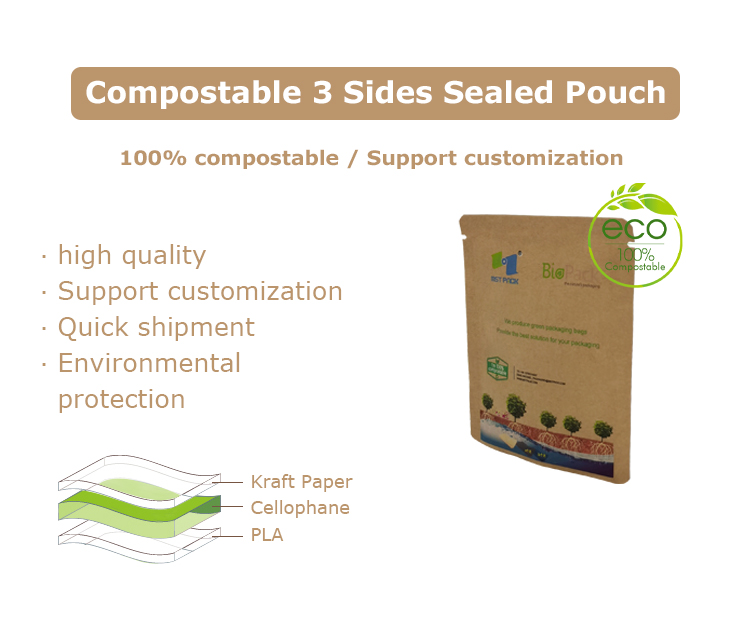 Laminated Aluminum Foil Side Seal Compostable charcoal Bags