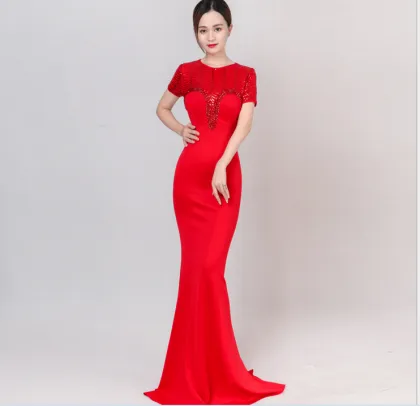 8174 evening dress new fashionable winter show thin company annual banquet banquet hostess dress woman long skirt fish tail