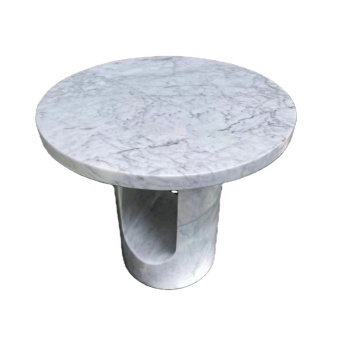 Meja Kopi Marble White Carrara yang Elegant - Hiasan Ruang Tamu High -End Unik