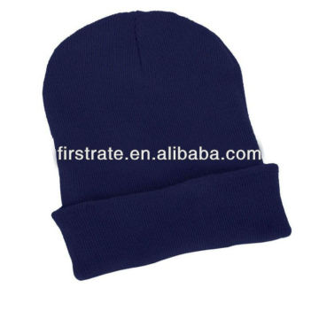 Navy blue winter hat customized embroidered beanie