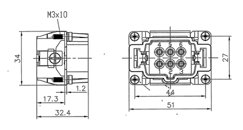 He 24 Pins Female Heavy Duty